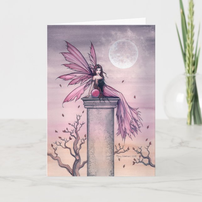 Cartão Amethyst Fantasy Fairy Blank Greeting Card (Frente)