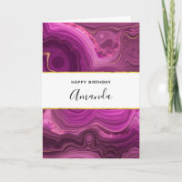 Ametista Roxo E Ágato-Abstrato Dourado Aniversário
