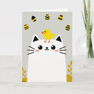 Cartão Amigável de Felino de Primavera
