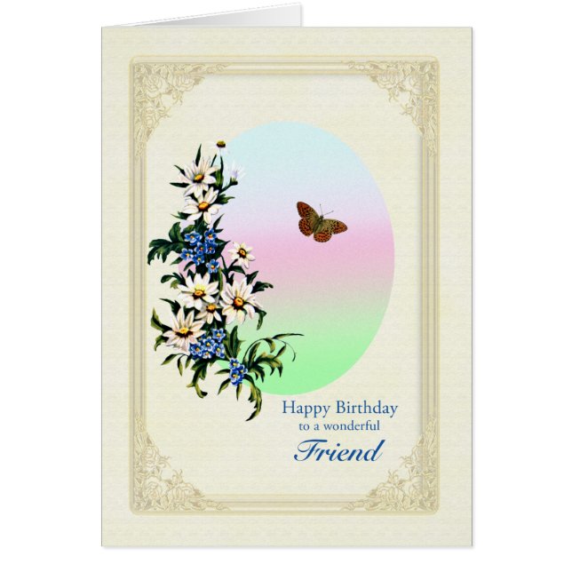 Cartão Amigo Aniversário com Flores (Frente)