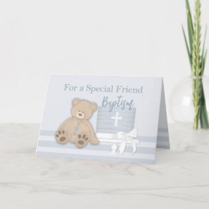 Cartão Amigo Blue Baptism Teddy Bear
