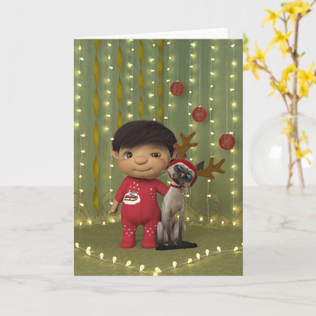 Cartão Amigo de Pet Natal (Flor Amarela)