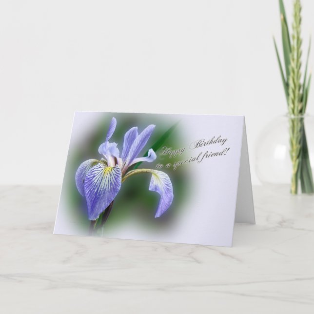 Cartão Amigo Especial Birthday Blue Flag Iris Wildflower (Frente)