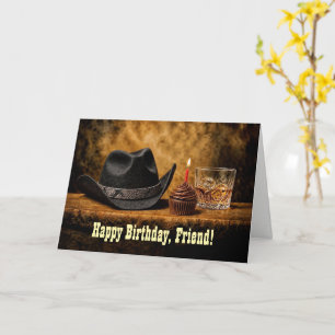 Cartão Amigo Feliz Aniversário Uísque Ocidental Divertido