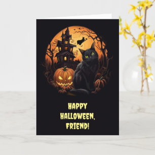 Cartão Amigo Feliz Halloween Fofo e Hunt Personalizável