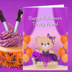 Cartão Amigo Feliz Halloween Teddy Bear Ballerina