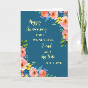 Cartão Amigo Floral e Aniversário da Esposa