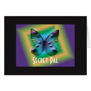 Cartão Amigo secreto borboleta encaixotada