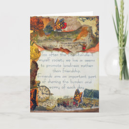 Cartão Amigos Borboletas Flores Multimédia Colagem de Míd