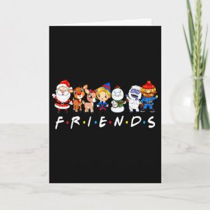 Cartão Amigos de Natal Papai Noel Rudolph Boneco de Neve
