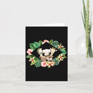 Cartão Amigos de Safári Dourado Aquarela Floral Verde Beb