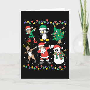 Cartão Amigos Duendes do Papai Noel Dabbing Divertido Nat