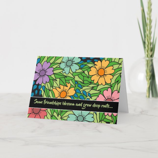 Cartão Amigos Florais BFF por um longo tempo pensando em  (Frente)