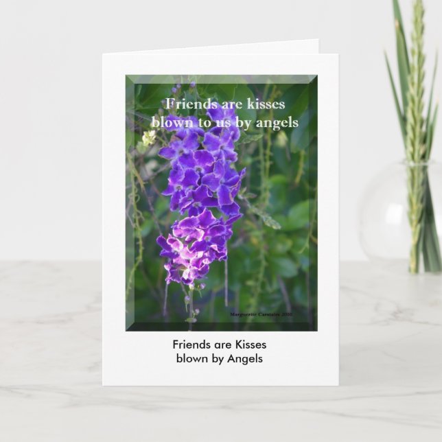 Cartão Amigos são beijos soprados por anjos, Amigo... (Frente)