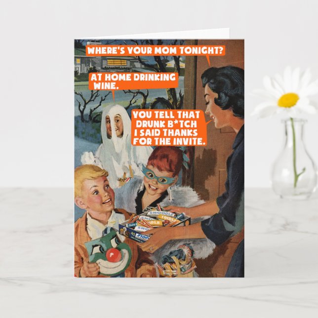 Cartão Amigos vizinhos do Halloween (Planta pequena)