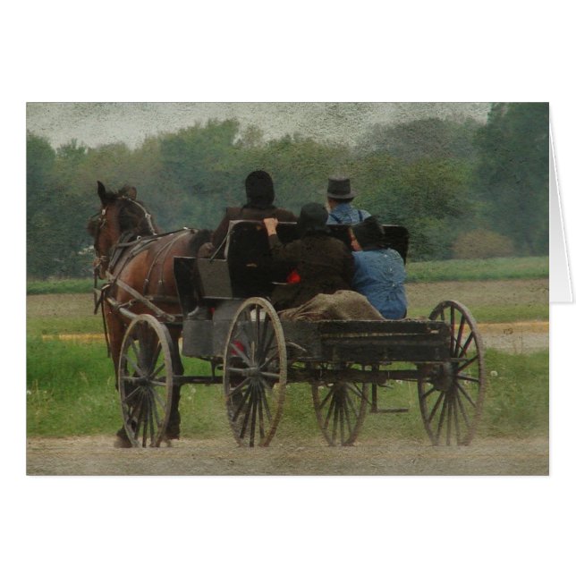 Cartão Amish Family Outing (Frente Horizontal)