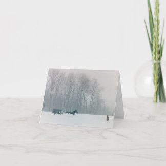 CARTÃO AMISH MAN HORSE & BUGGY SNOW LANCASTER COUNTY PA