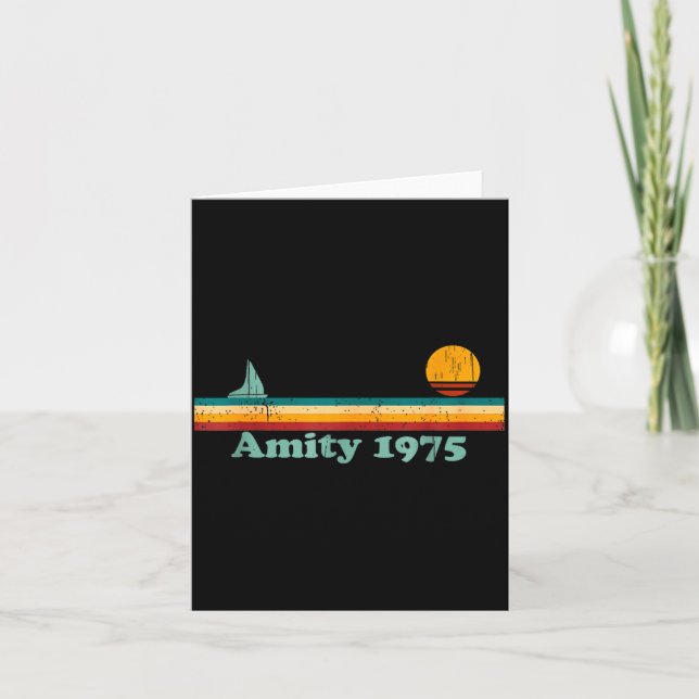 Cartão Amity 1975 Retro Sailboat And Sunset Design Idea  (Frente)