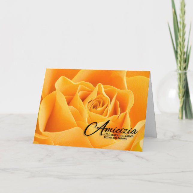 Cartão Amizade Amicizia Língua Italiana Amarelo Rose (Frente)