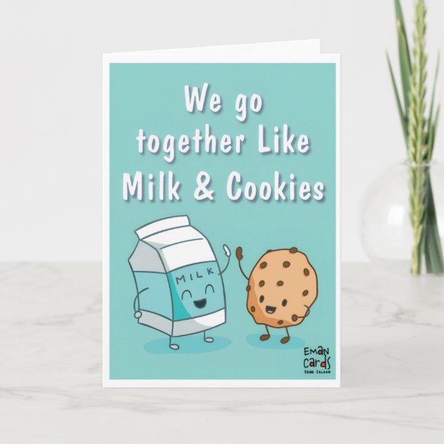 Cartão Amizade - Leite & Biscoitos Divertido (Frente)