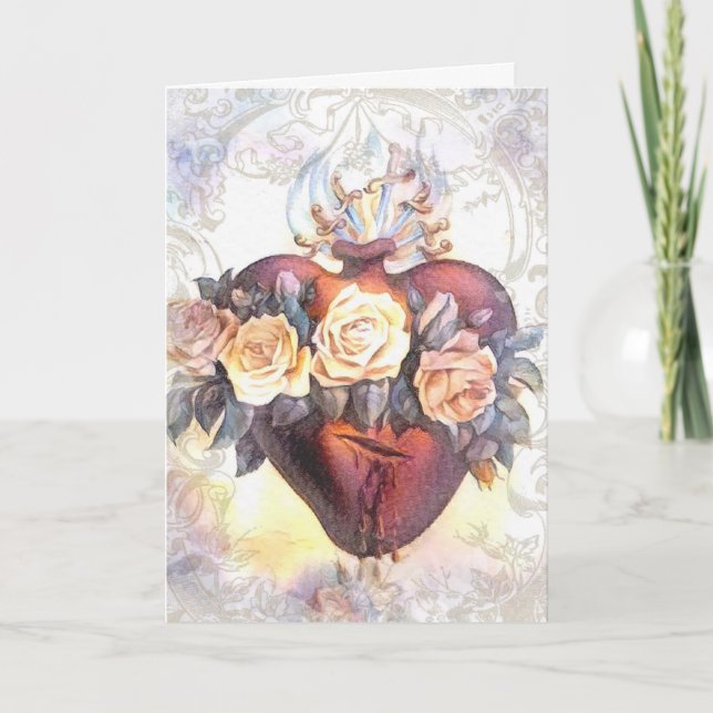 Cartão Amizade Religiosa Oração Virgem Maria Vintage (Frente)