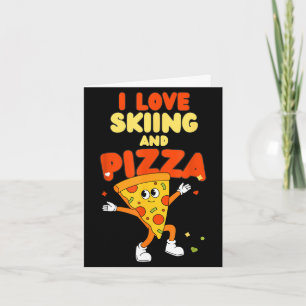 Cartão Amo esqui e pizza neve encostas montanha