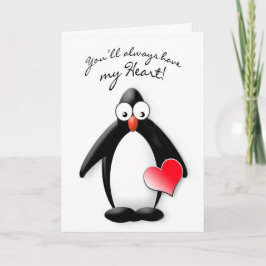CARTÃO AMO-TE - CORAÇÃO - COLEÇÃO DE PENGUINAS