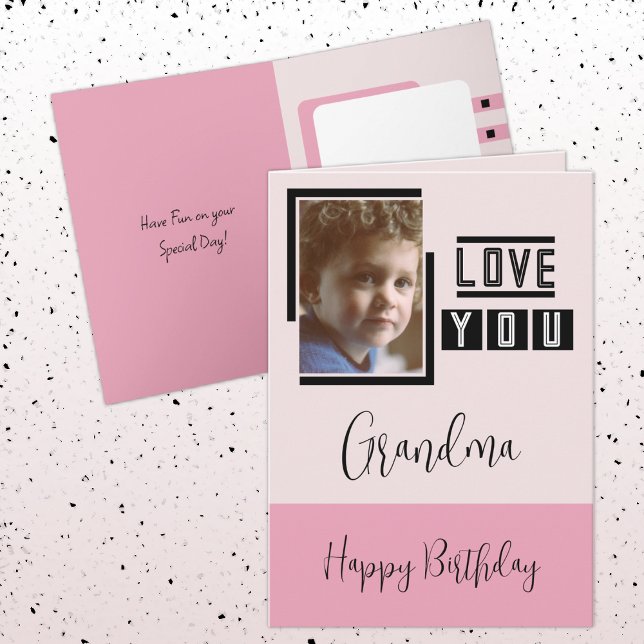 Cartão Amo-te, vovó, adiciona-te uma foto de aniversário  (Criador carregado)