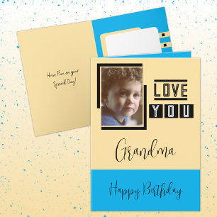 Cartão Amo-te, vovó, adiciona-te uma foto de aniversário 