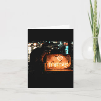 Cartão Amo tortas guaxinim comida mexicana 