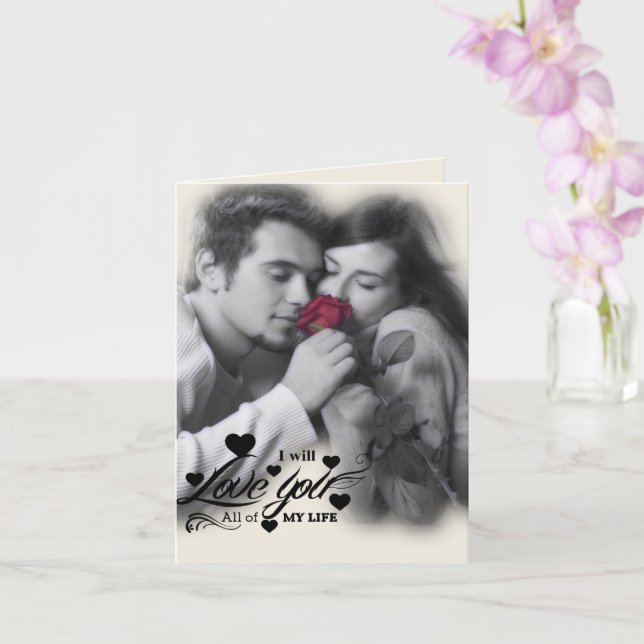 Cartão Amo-vos Toda A Minha Vida - Casal com Rosa vermelh (Orquídea)