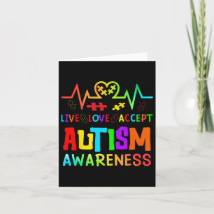 Cartão Amor ao Vivo Aceite Autismo Consciência Arco-Íris