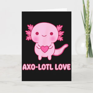 Cartão Amor Axo-lotl Kawaii Coração de Axolotl Fofinho do
