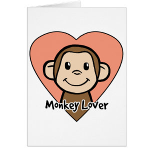 Cartão Amor bonito do macaco do sorriso do clipart dos