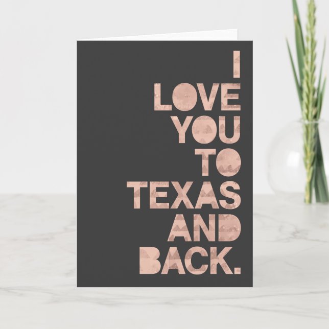 Cartão Amor Cinza Rosa Para o Texas e de Volta (Frente)