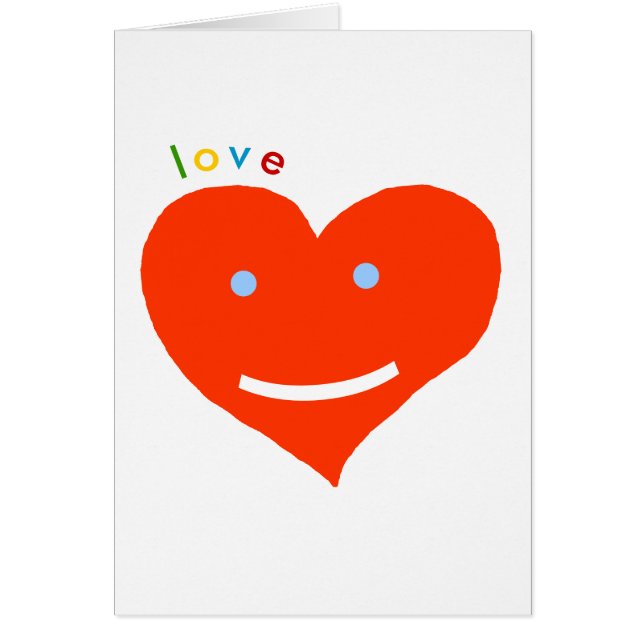 Cartão amor coração vermelho- sorriso :) (Frente)