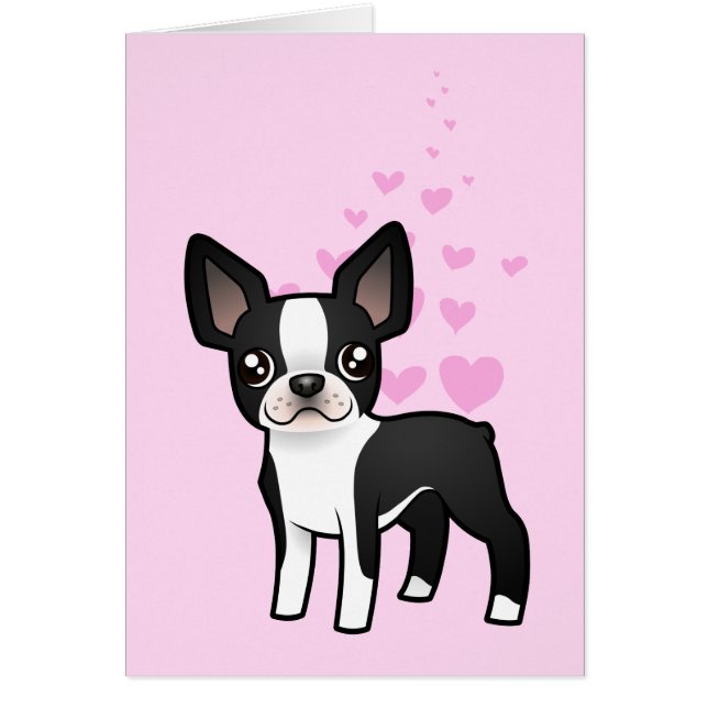 Cartão Amor de Boston Terrier (Frente)