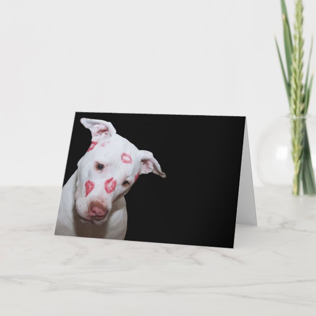Cartão Amor de Cachorro Branco, Selado com Brisos Lábios (Frente)