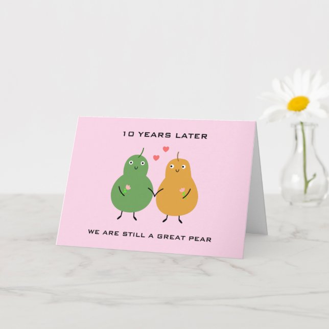 Cartão Amor de Casal Pear Excelente Bonito  Pun  Annivers (Planta pequena)