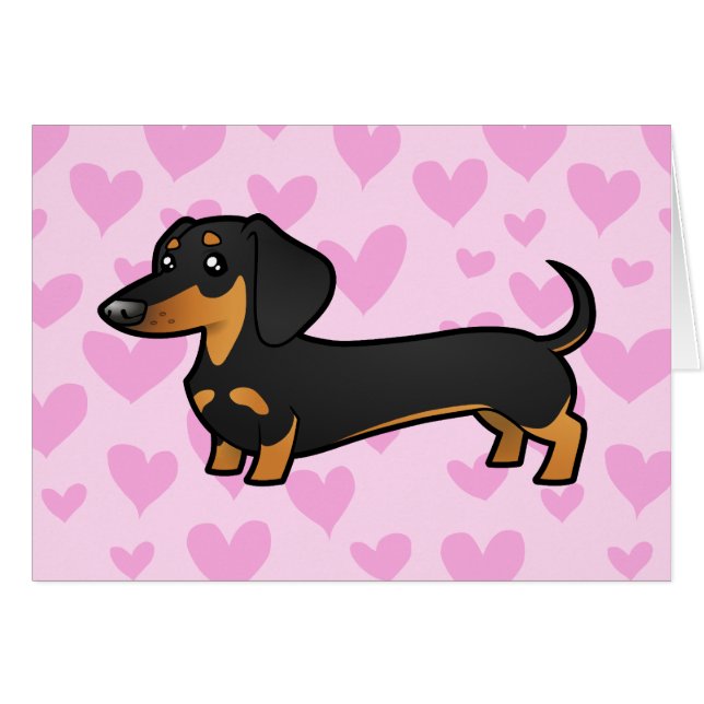 Cartão Amor do Dachshund (alise o casaco) (Frente Horizontal)