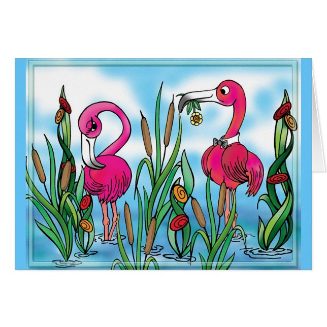 Cartão amor do flamingo (Frente Horizontal)