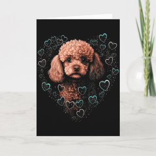Cartão Amor do Poodle Toy Coração para o Dia dos Namorado