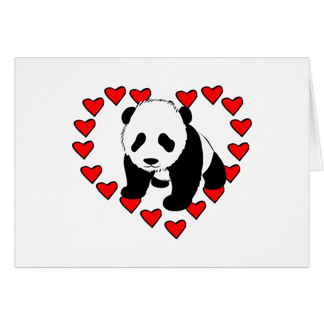 Cartão Amor do urso de panda (Frente horizontal)