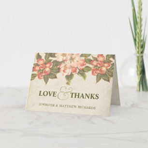 Cartão Amor e Agradecimento Flor de Maçã Vintage