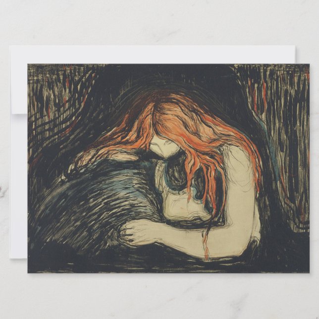Cartão Amor e Dor (O Vampiro) (por Edvard Munch) (Frente)