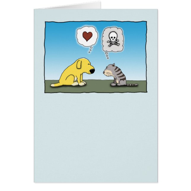 Cartão Amor e ódio engraçados do cão e gato (Frente)