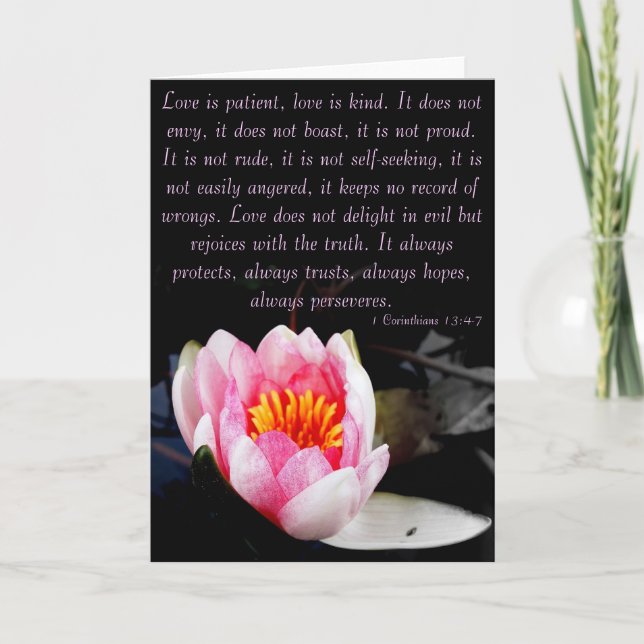 Cartão Amor é paciente, amor é gentil. Tem... (Frente)