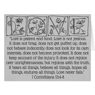 Cartão Amor é Paciente, Nunca Falha~Escritura~Casamento