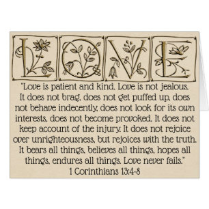 Cartão Amor é Paciente, Nunca Falha~Escritura~Casamento