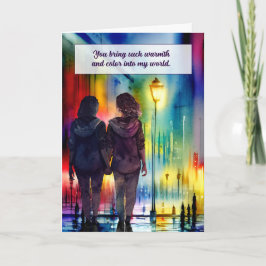 Cartão Amor e Romance Casal lésbica Gay Rainbow